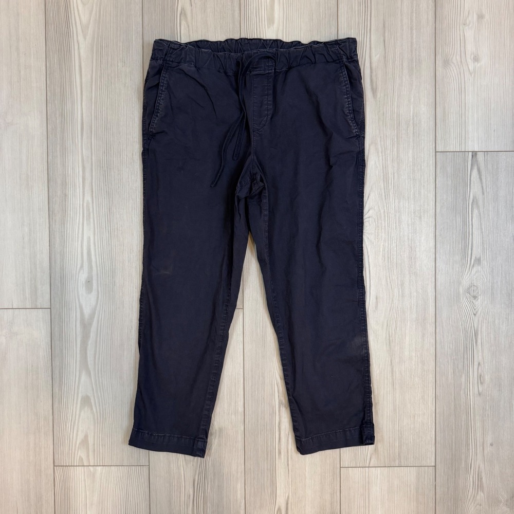 Muji Navy Blue Cotton Blend Elastic Waist Drawstring Ankle Pants Medium